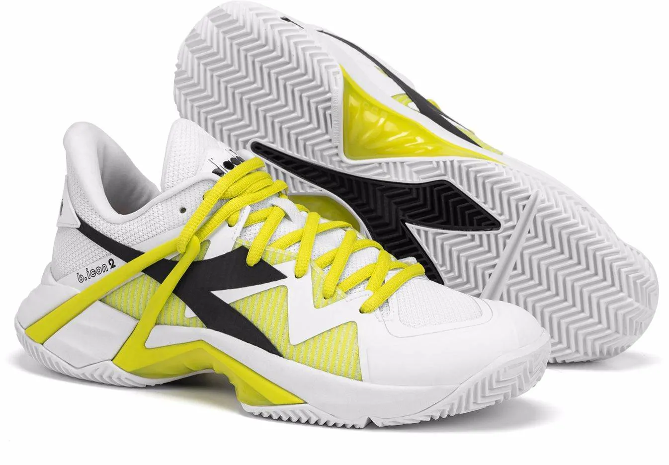 SCARPA DA TENNIS DA DONNA DIADORA B.ICON 2 CLAY WHITE/BLACK/EVENING PRIM - 101.179107 D0619
