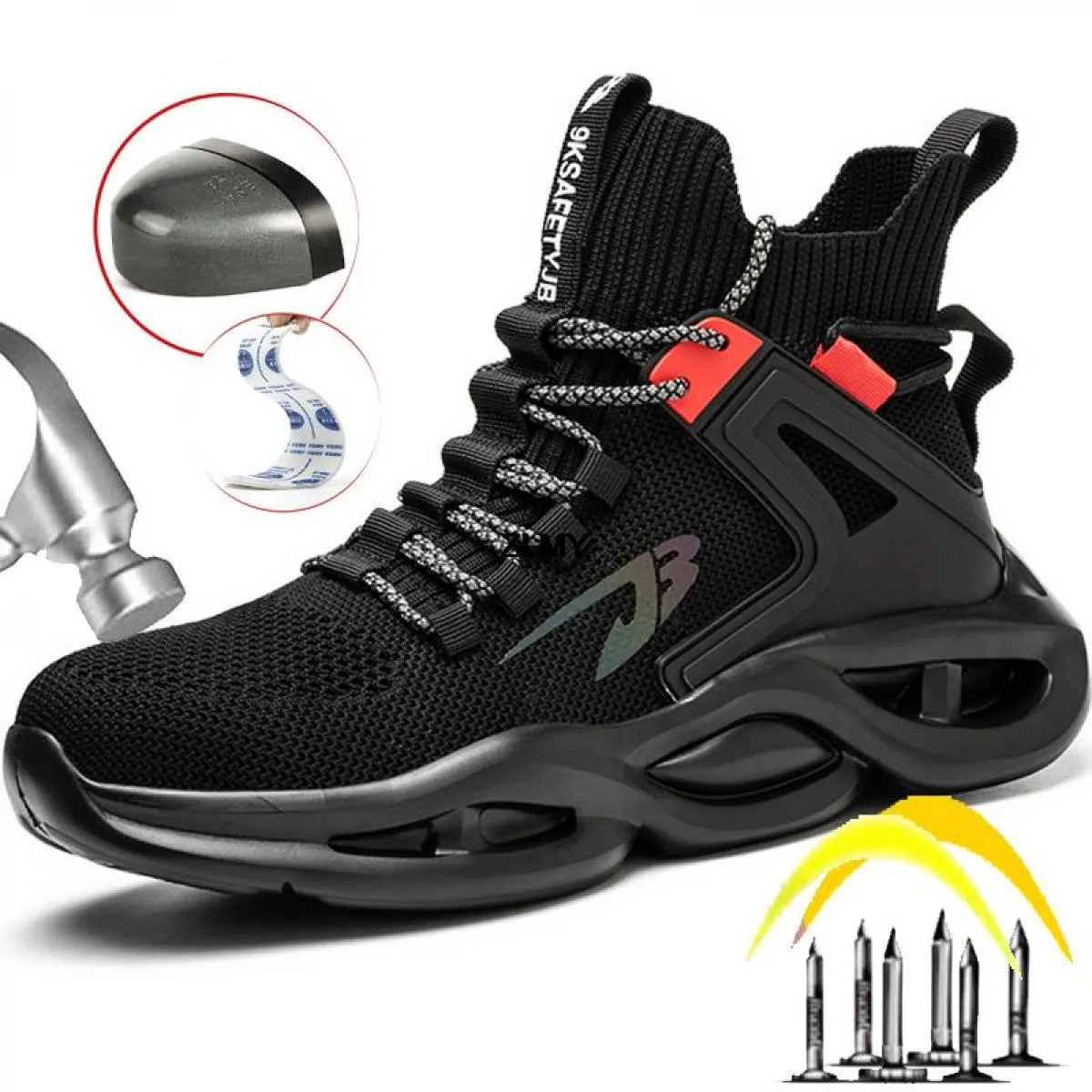 Scarpe antinfortunistiche leggere per uomo Stivali antinfortunistici da lavoro traspiranti con punta in acciaio Scarpe da lavoro