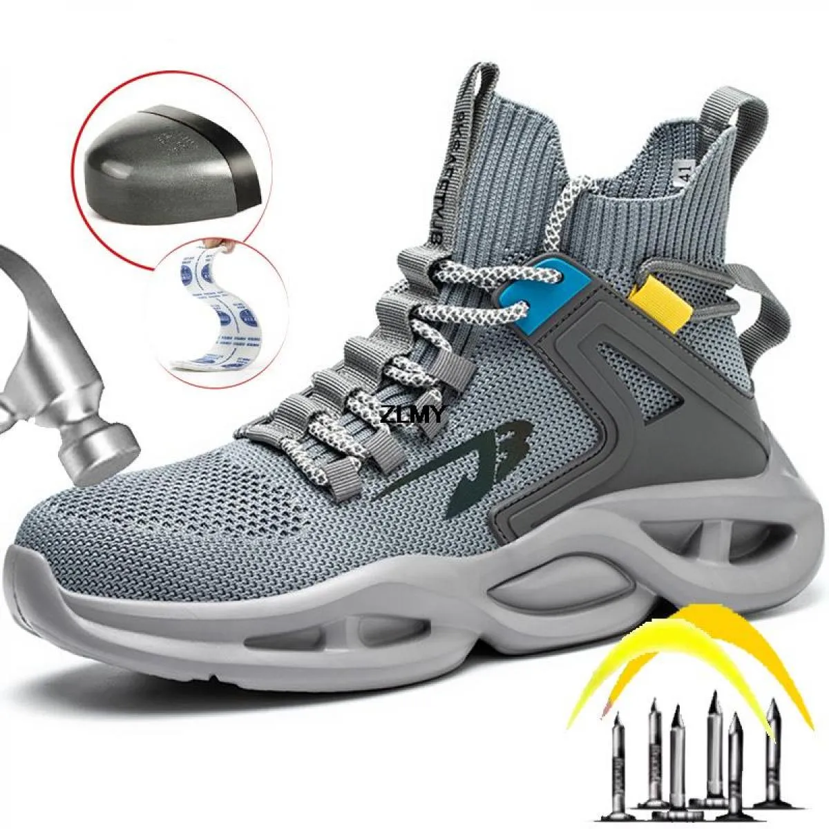 Scarpe antinfortunistiche leggere per uomo Stivali antinfortunistici da lavoro traspiranti con punta in acciaio Scarpe da lavoro