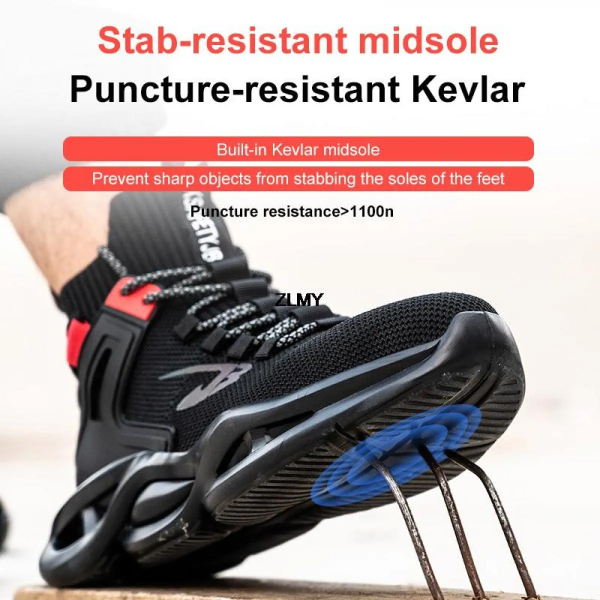 Scarpe antinfortunistiche leggere per uomo Stivali antinfortunistici da lavoro traspiranti con punta in acciaio Scarpe da lavoro