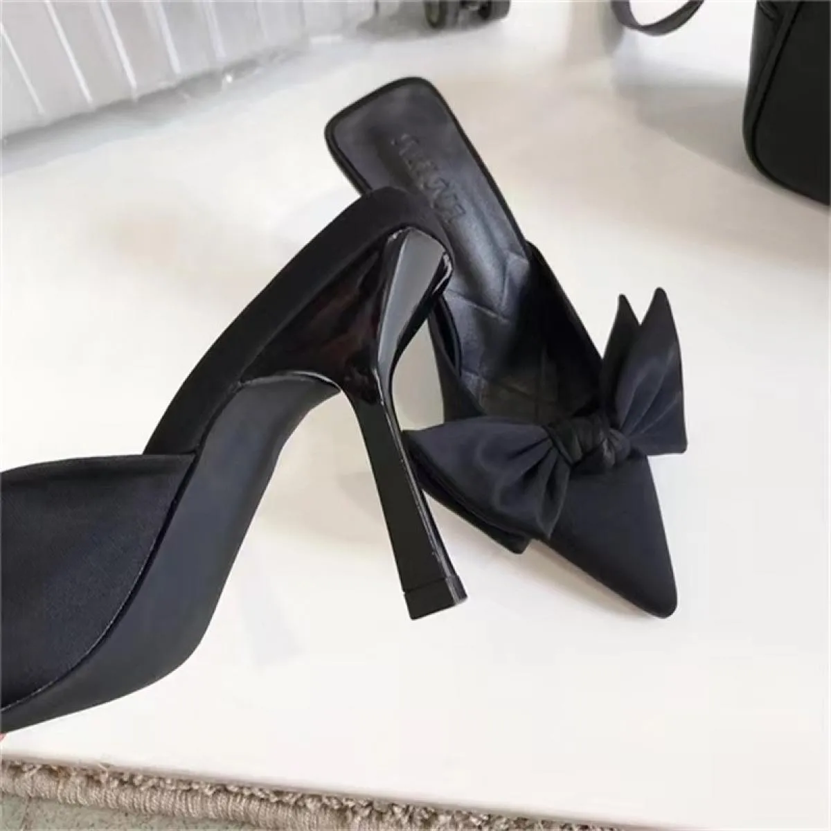 Scarpe da donna Estate Nodo a farfalla Donna Slingback Scarpe con tacco Abito Tacco sottile Punta a punta Tacchi alti da donna D