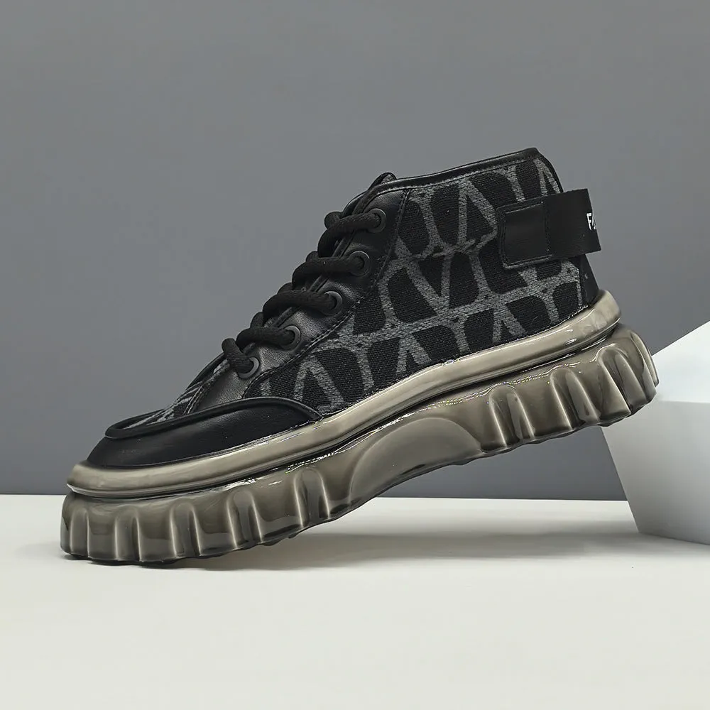 Scarpe da ginnastica casual alte da uomo in tela traspirante alla moda
