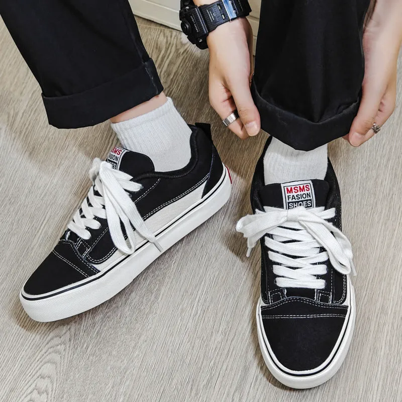 Scarpe da ginnastica piatte casual in tela traspiranti alla moda da uomo