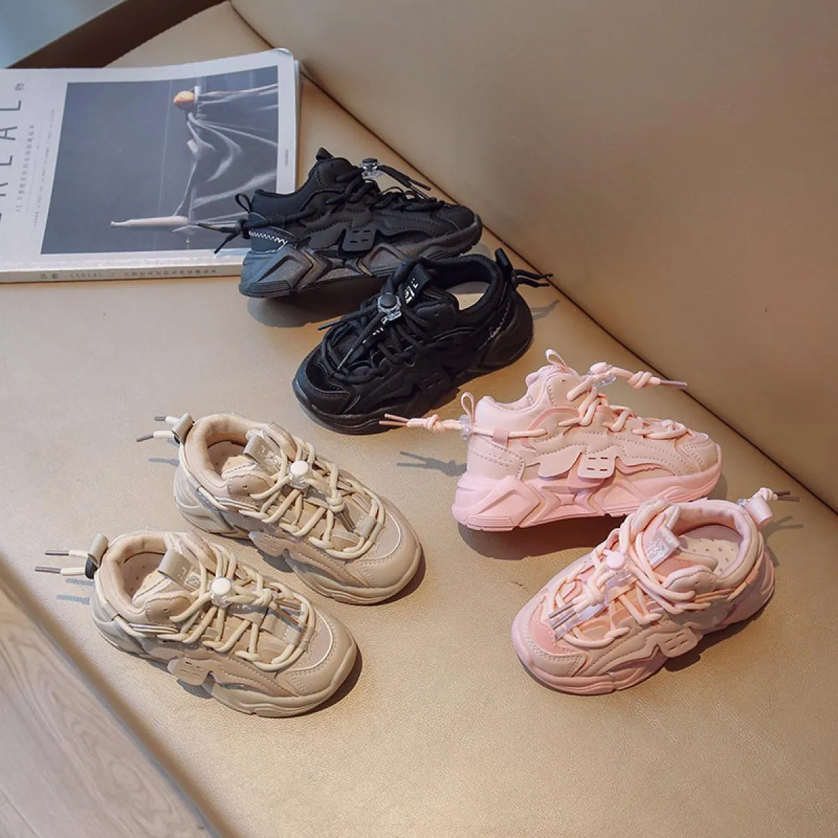 Scarpe da ginnastica robuste in pelle PU moda primavera autunno moda per bambini scarpe da tennis casual ragazze ragazzi scarpe