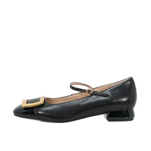 SCARPE DONNA EMANUÉLLE VEE DECOLLETE TACCO BASSO IN PELLE BLACK 442M71816P135CB  