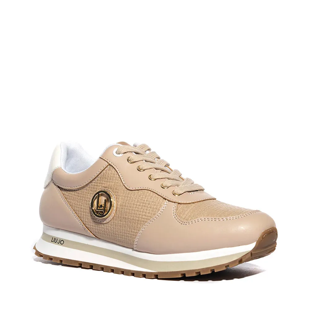 Scarpe LIU JO Wonder 700 Sneakers Running color Sabbia con Inserti Effetto Intreccio