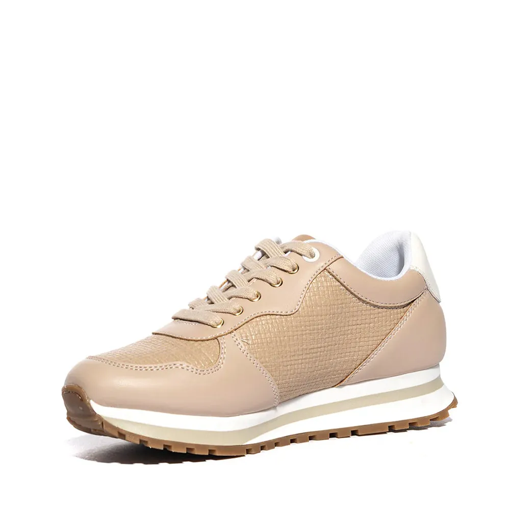 Scarpe LIU JO Wonder 700 Sneakers Running color Sabbia con Inserti Effetto Intreccio