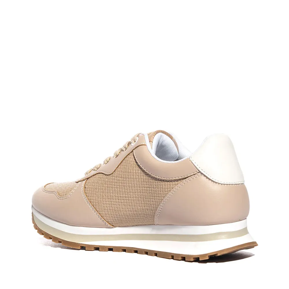 Scarpe LIU JO Wonder 700 Sneakers Running color Sabbia con Inserti Effetto Intreccio
