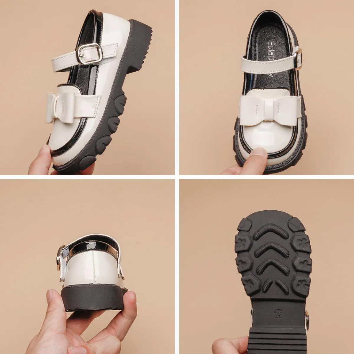 Scarpe per bambini stile Inghilterra in pelle verniciata lucida Ragazze 2022 nuovi arrivi Scarpe casual con plateau bordate per