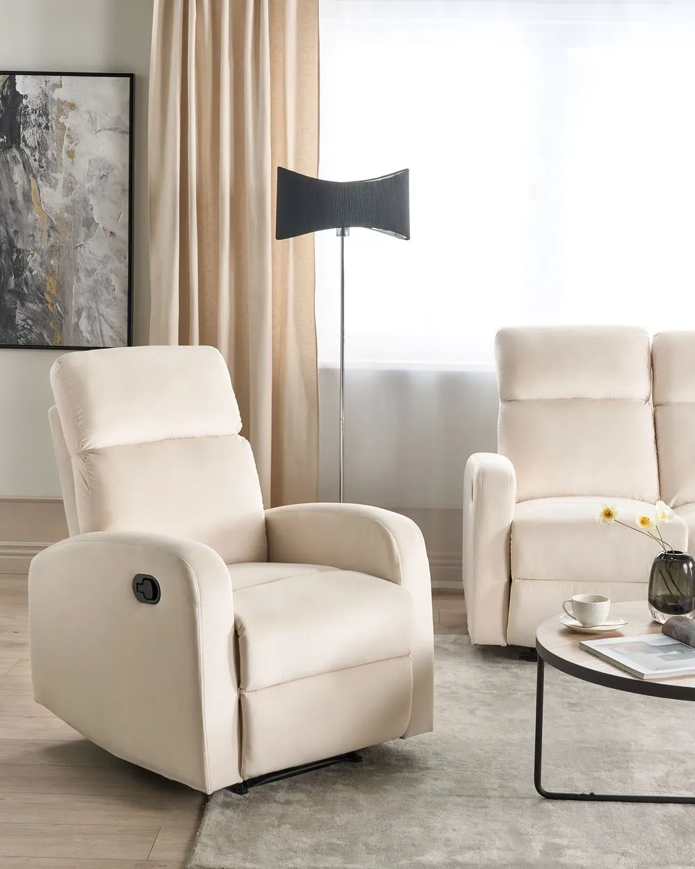Sedia reclinabile VERDAL Velluto Crema