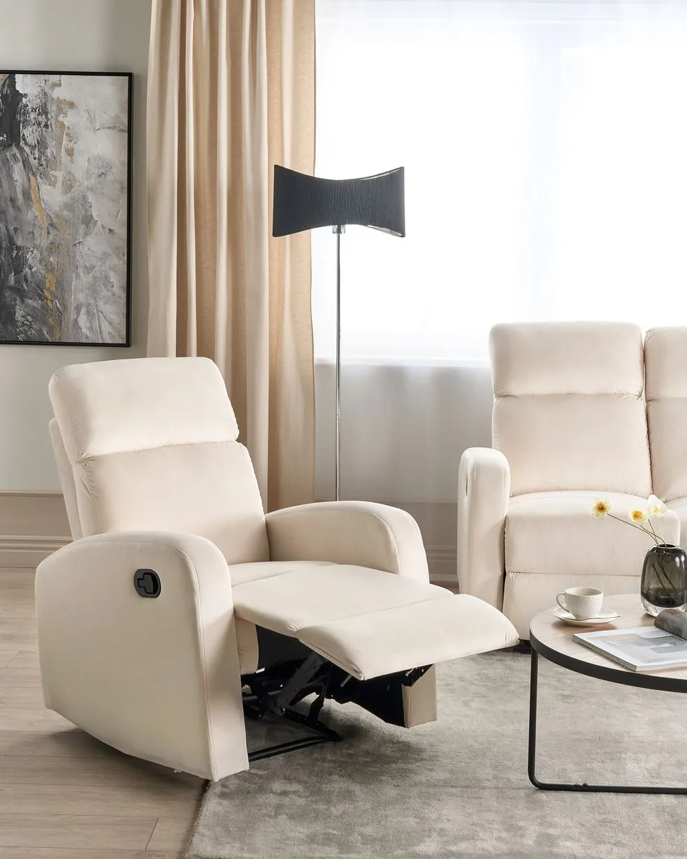 Sedia reclinabile VERDAL Velluto Crema
