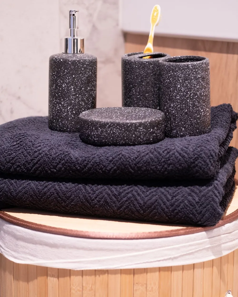 Set of 9 Towels MITIARO Terry Cotton Dark Blue
