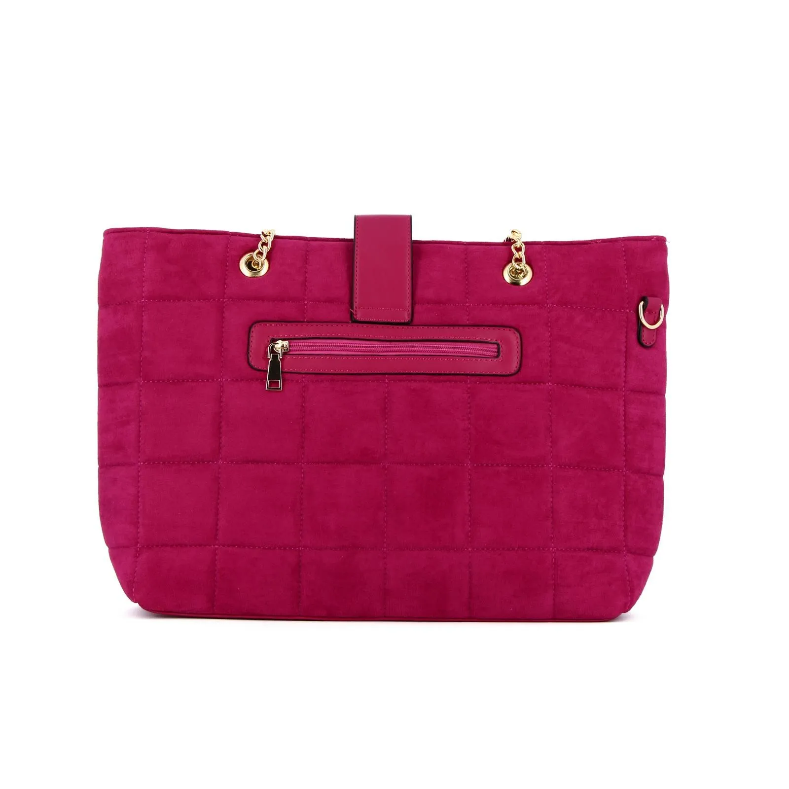 Shopper fucsia trapuntata con tracolla removibile