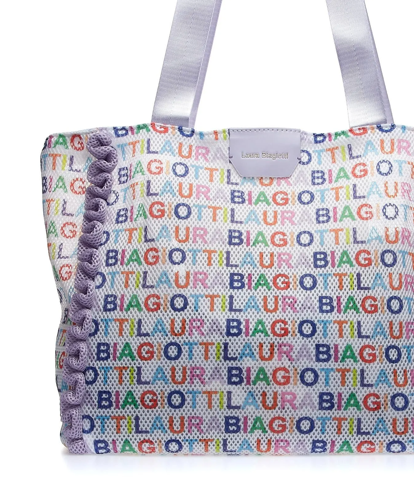 Shopper lilla da mare in fantasia multi-logo