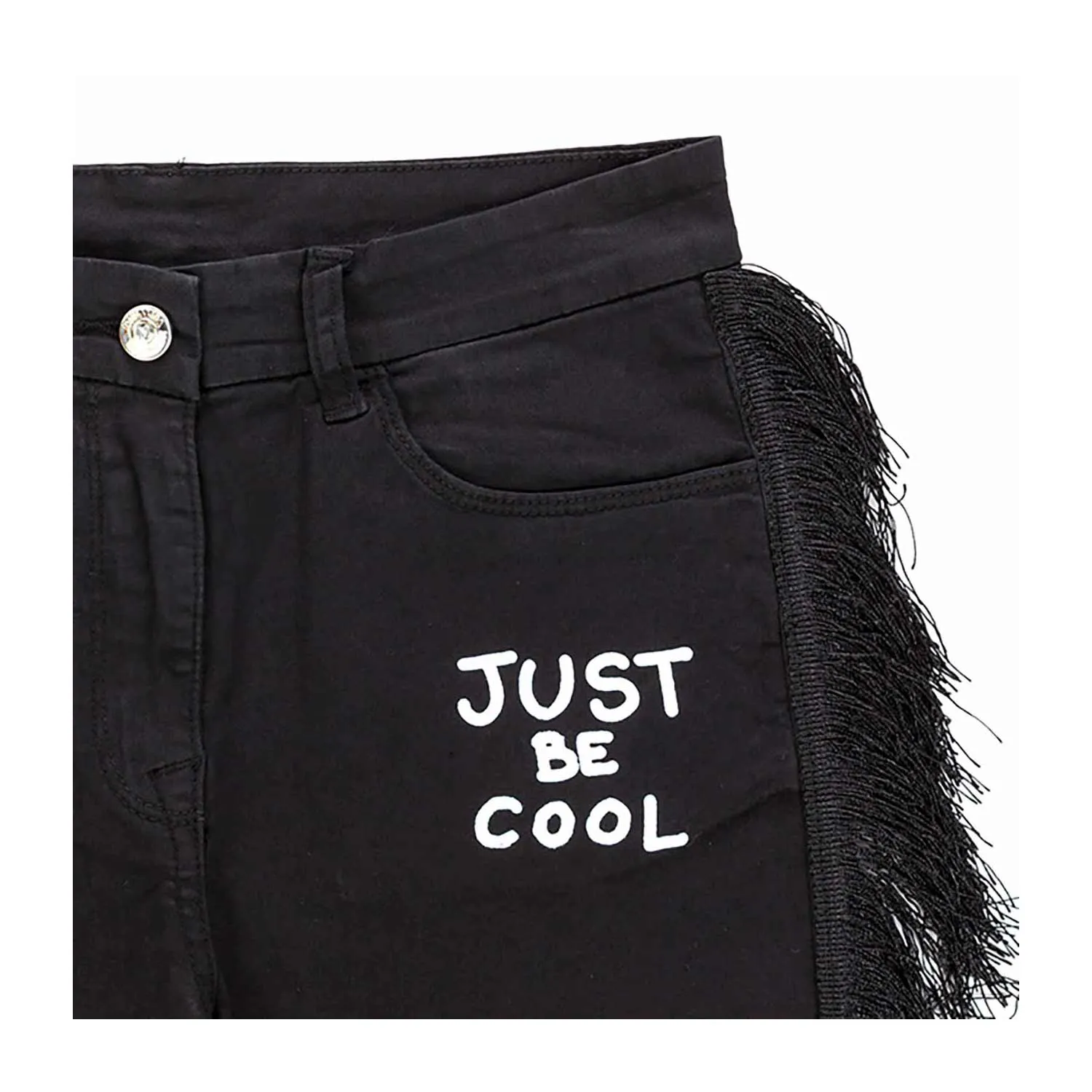 Shorts Neri Frange Bambina Teen