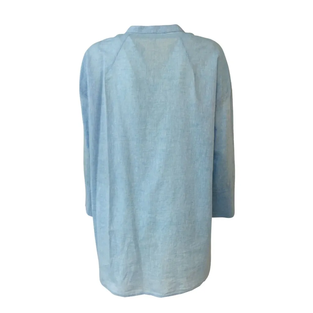 SOPHIE camicia donna azzurra mod OPPI 55% lino 45% cotone MADE IN ITALY