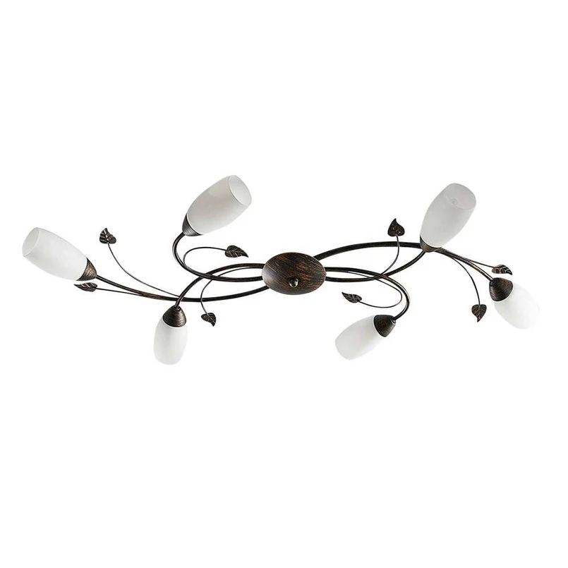 Stefania 6 Plafoniera Bianco/Nero-Oro - Lindby | Acquista online