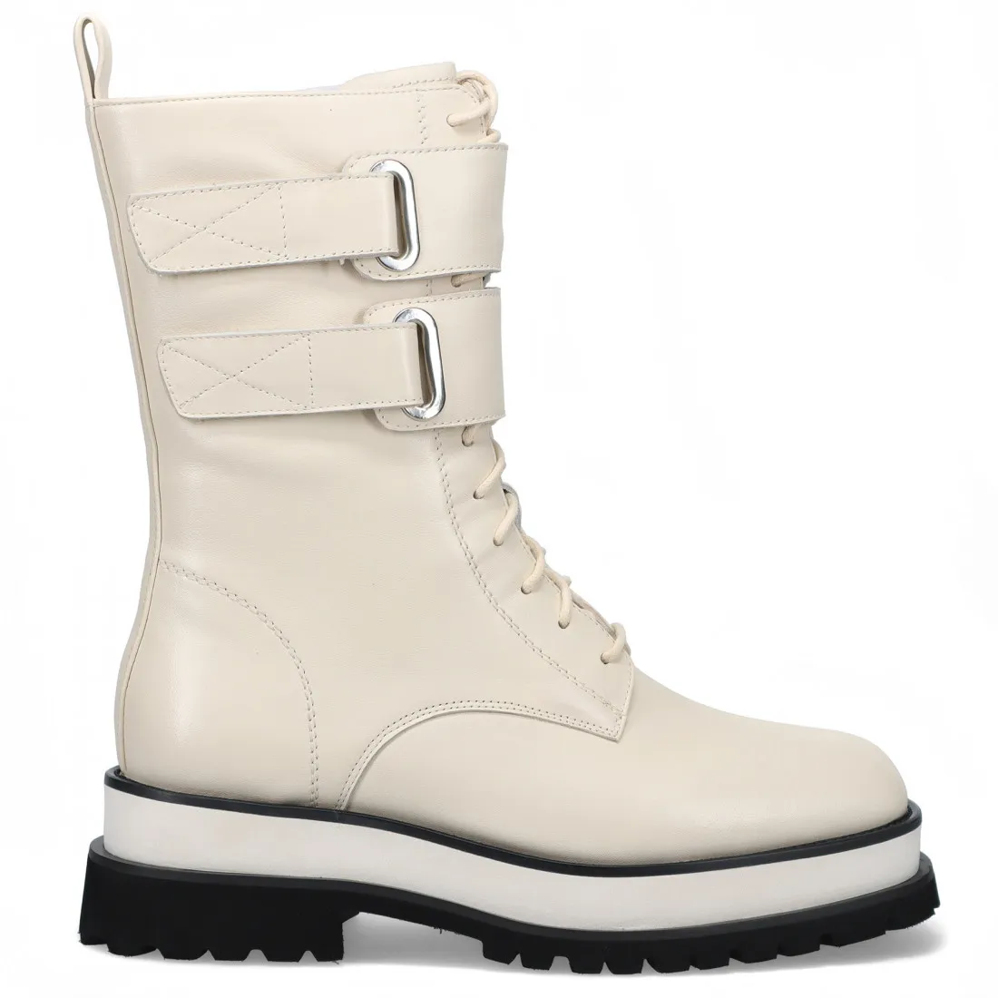 Stivaletto biker stringato da donna Rahya Grey color latte