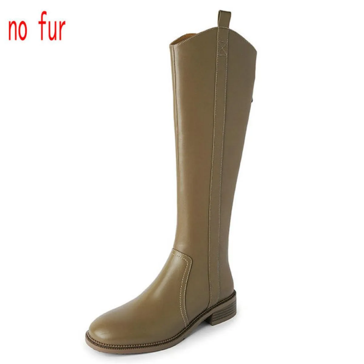 Stivali alti al ginocchio da donna Tacchi bassi Moda in vera pelle Scarpe casual da festa concise Donna Autunno Inverno 2024 Nuo
