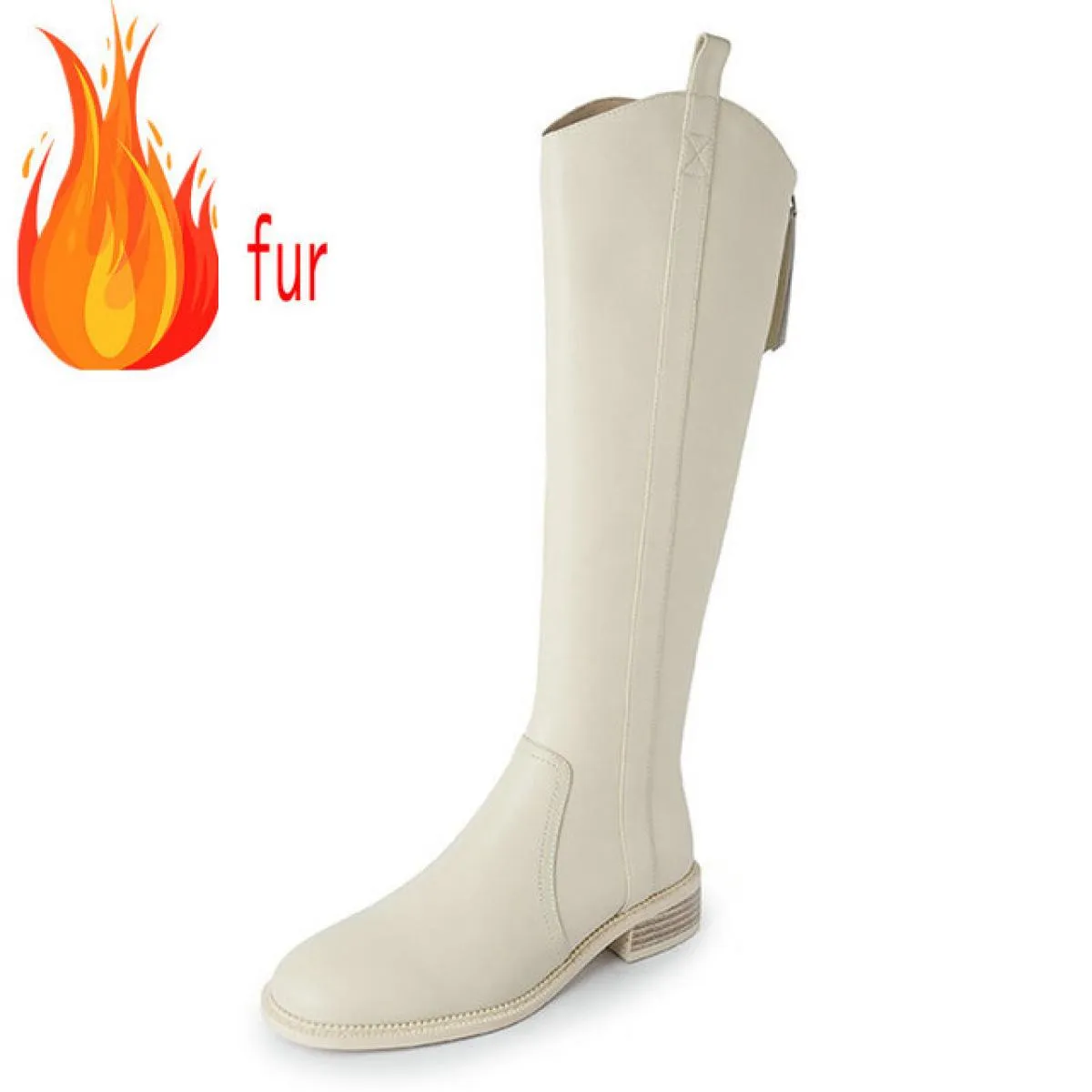Stivali alti al ginocchio da donna Tacchi bassi Moda in vera pelle Scarpe casual da festa concise Donna Autunno Inverno 2024 Nuo
