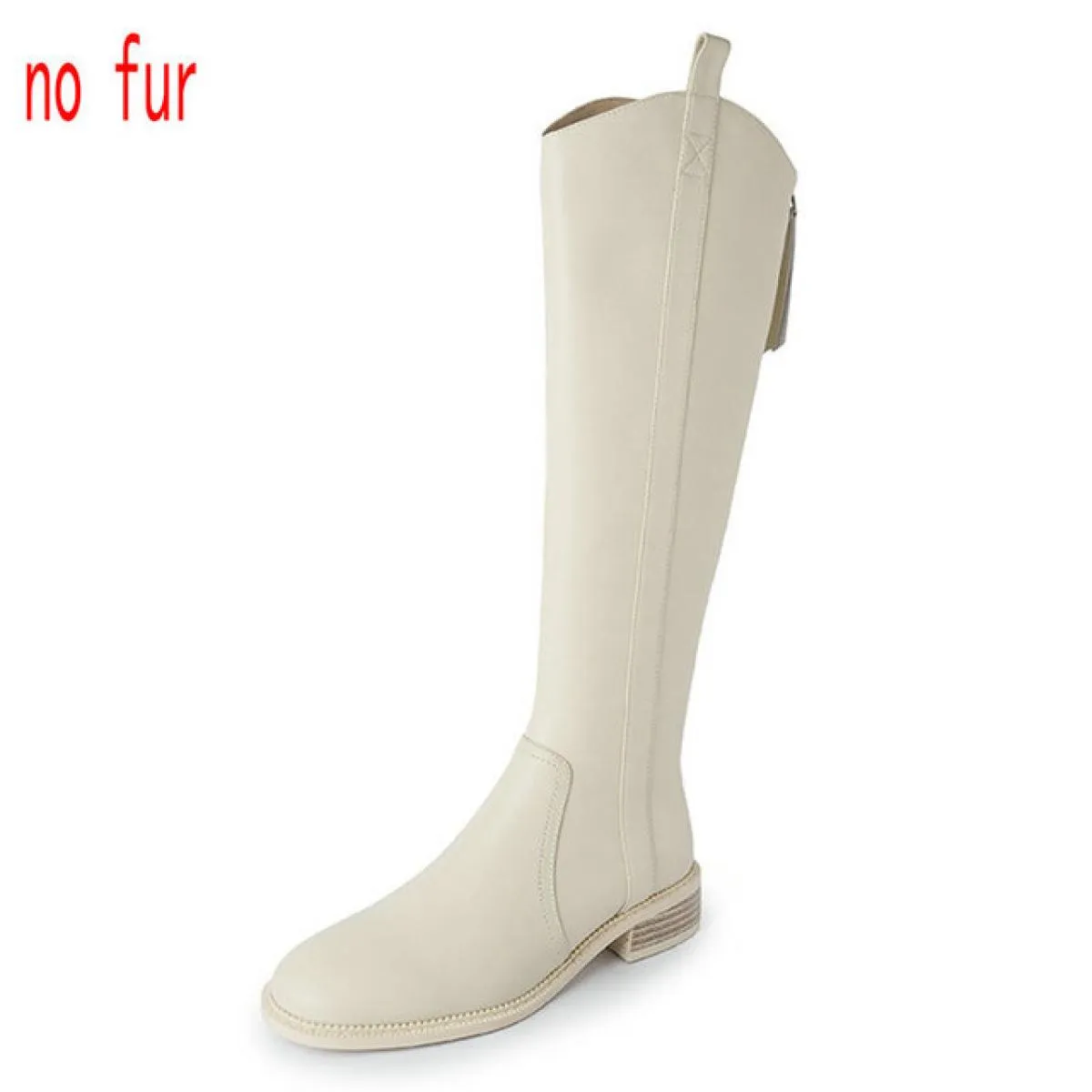 Stivali alti al ginocchio da donna Tacchi bassi Moda in vera pelle Scarpe casual da festa concise Donna Autunno Inverno 2024 Nuo
