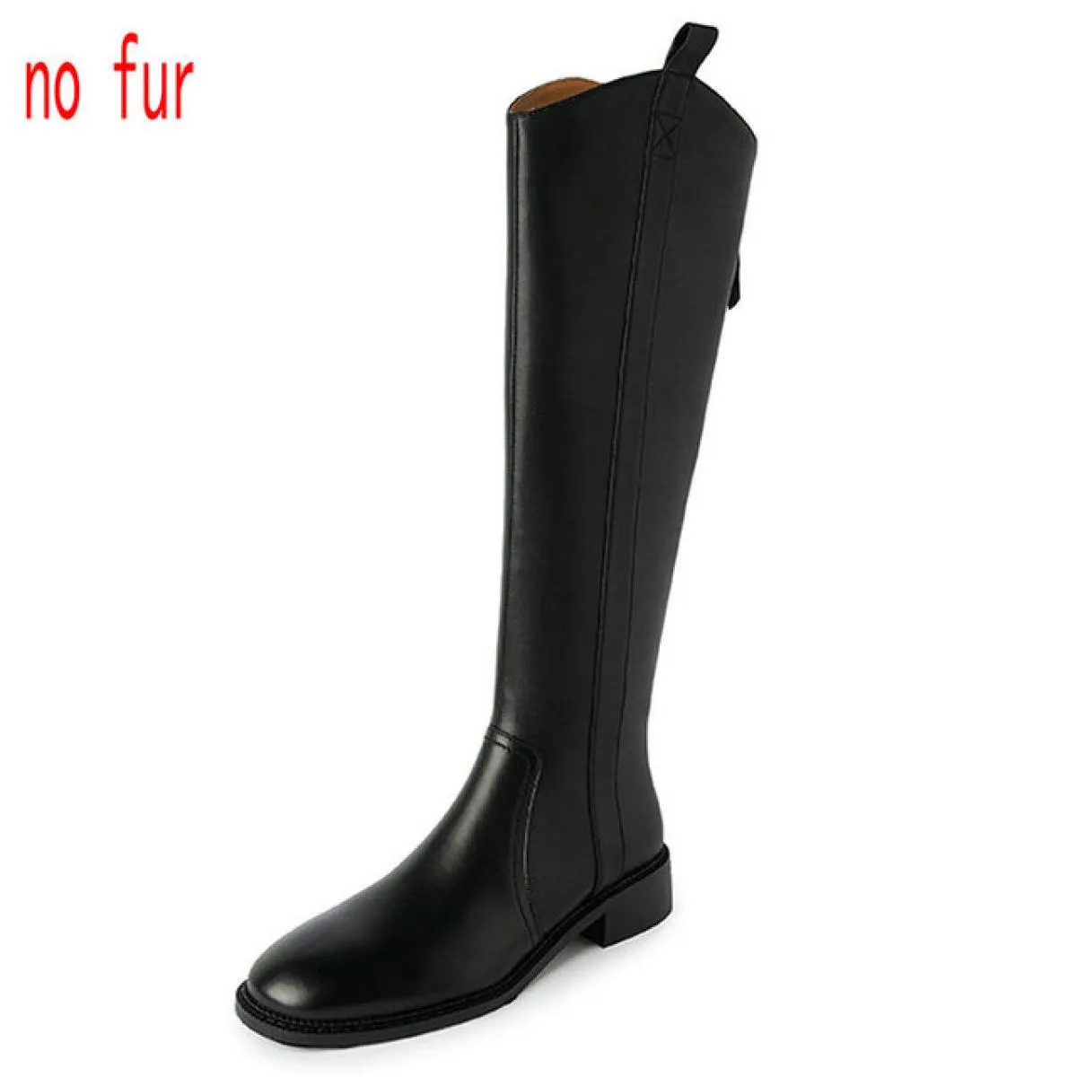 Stivali alti al ginocchio da donna Tacchi bassi Moda in vera pelle Scarpe casual da festa concise Donna Autunno Inverno 2024 Nuo