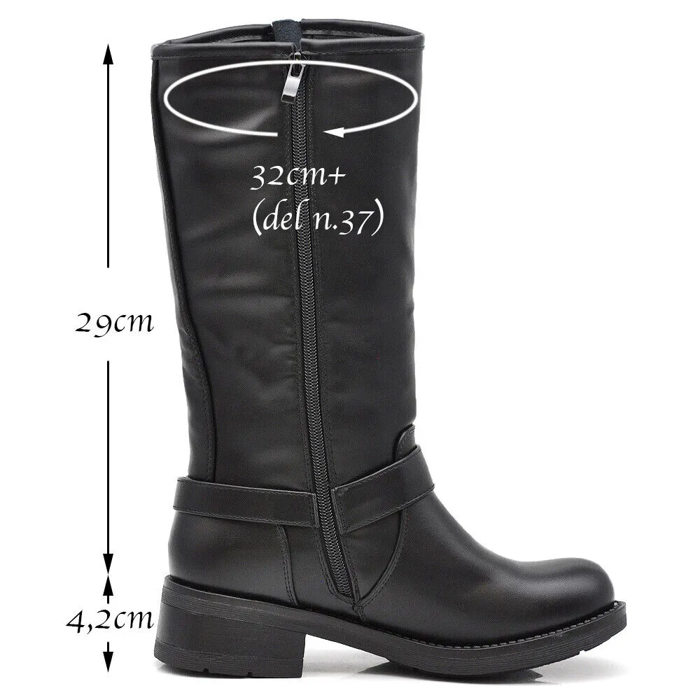 Stivali Da Donna Moto Motociclista Biker Anfibi Doppie Fibbie S181