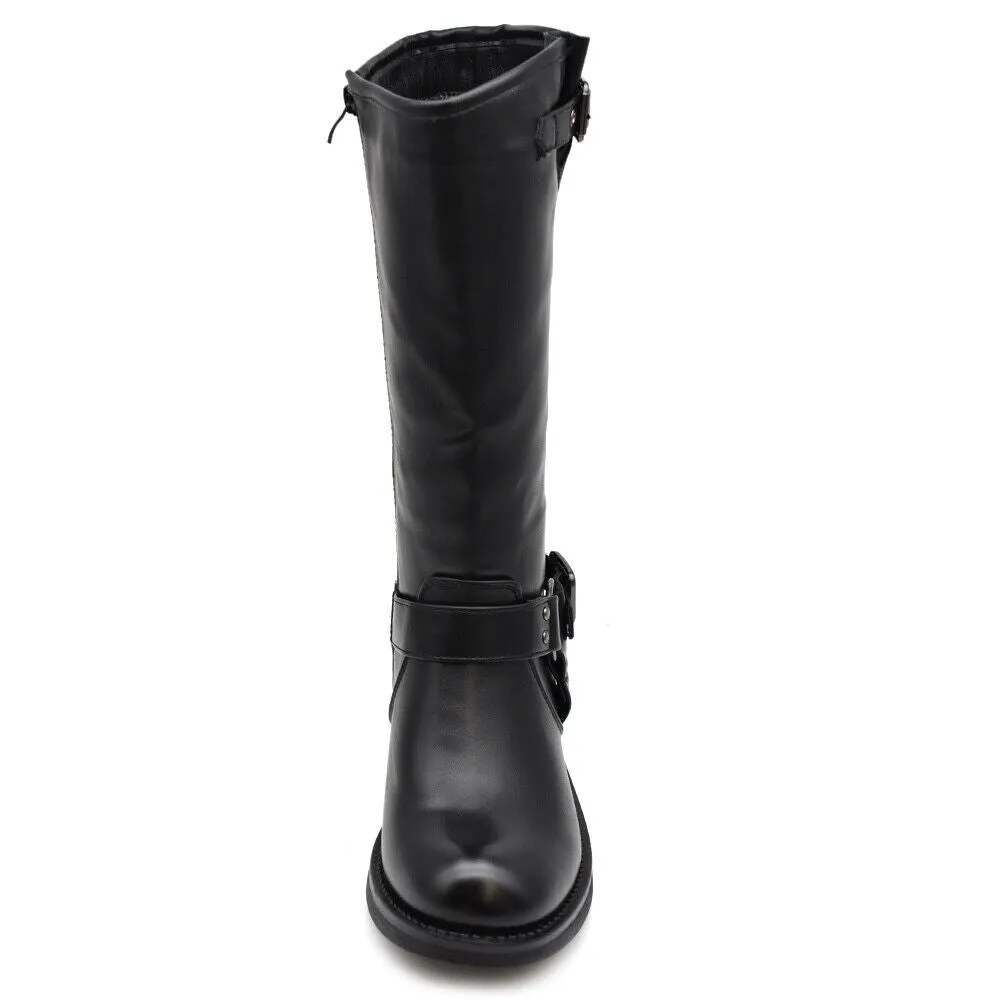 Stivali Da Donna Moto Motociclista Biker Anfibi Doppie Fibbie S181