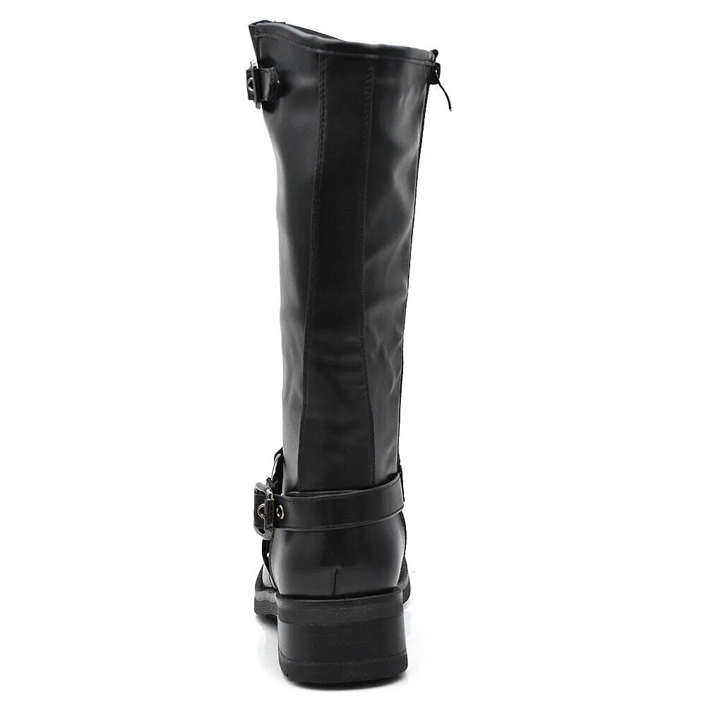 Stivali Da Donna Moto Motociclista Biker Anfibi Doppie Fibbie S181