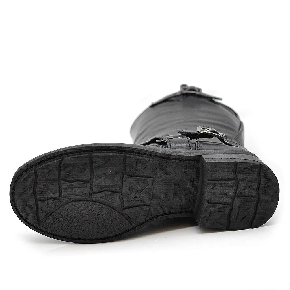 Stivali Da Donna Moto Motociclista Biker Anfibi Doppie Fibbie S181