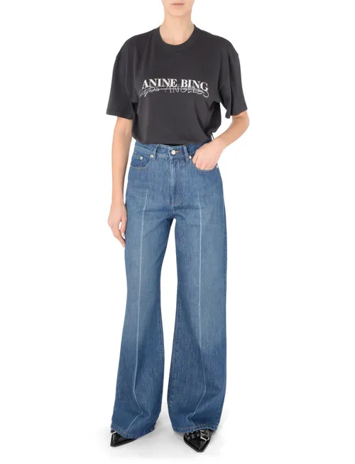 T-shirt Anine Bing Los Angeles in cotone nera
