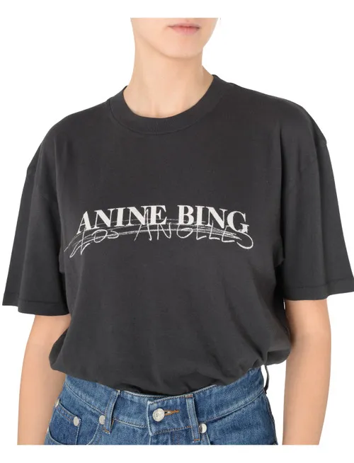 T-shirt Anine Bing Los Angeles in cotone nera