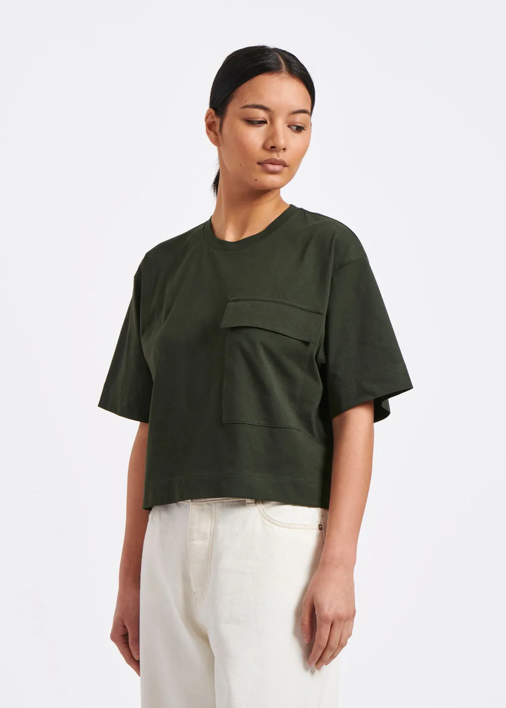 T-shirt corta in cotone biologico color kaki