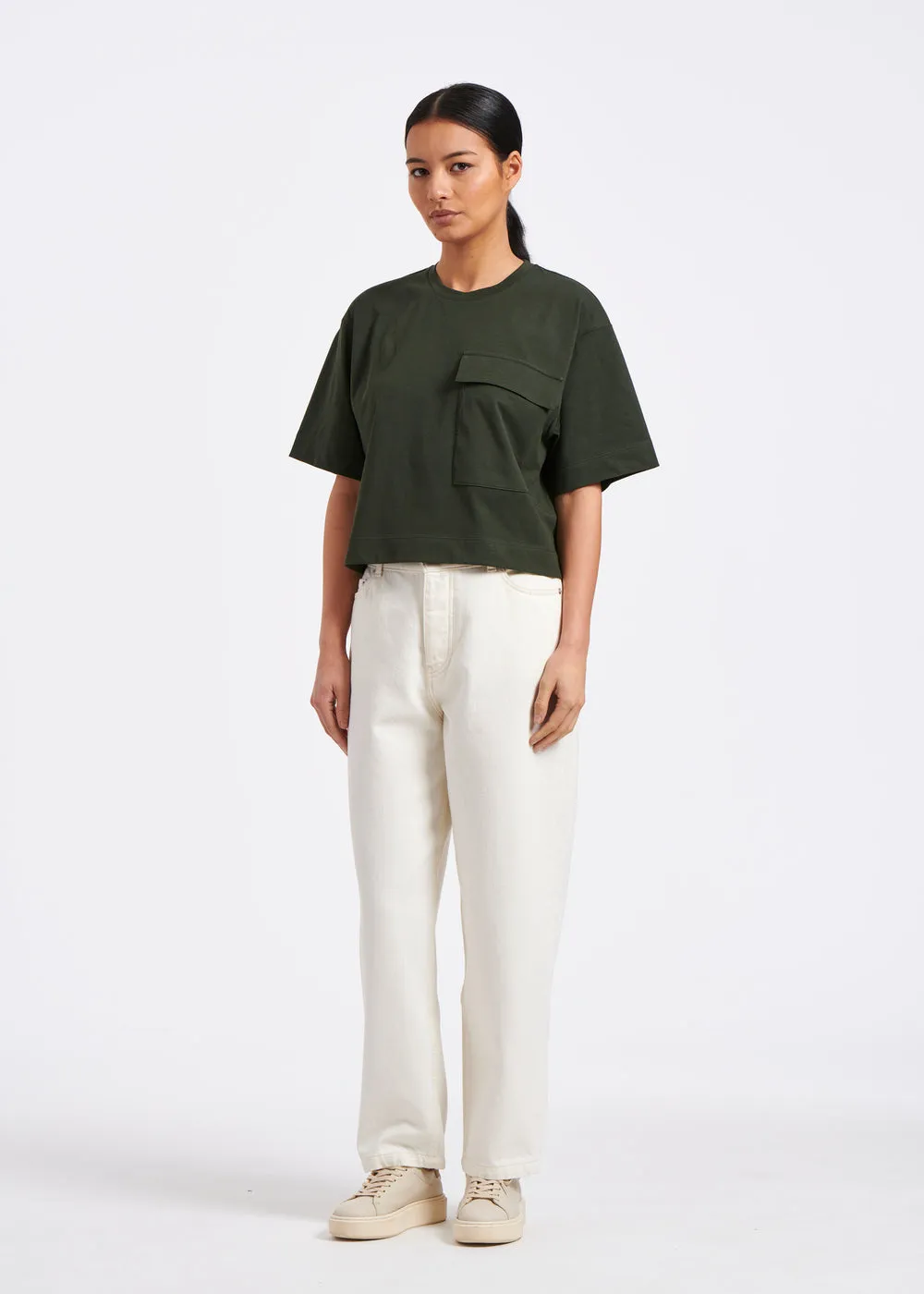 T-shirt corta in cotone biologico color kaki