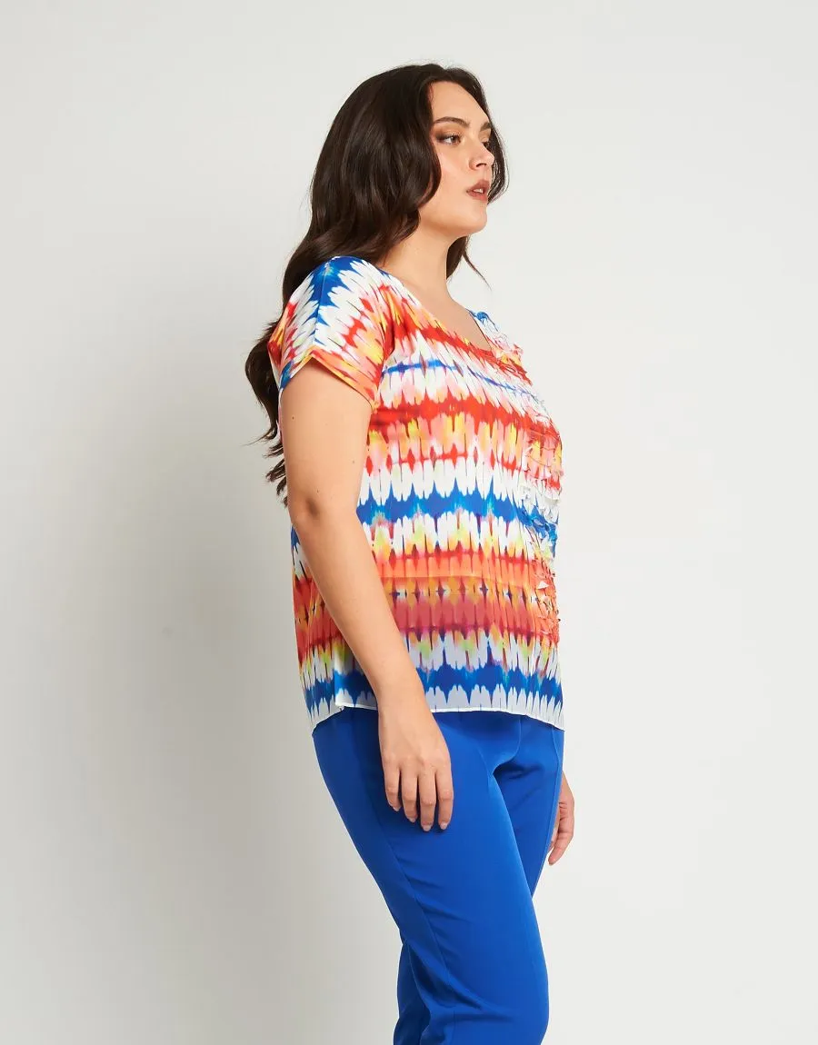T-shirt fantasia con volants e georgette