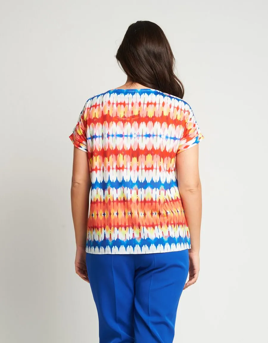 T-shirt fantasia con volants e georgette
