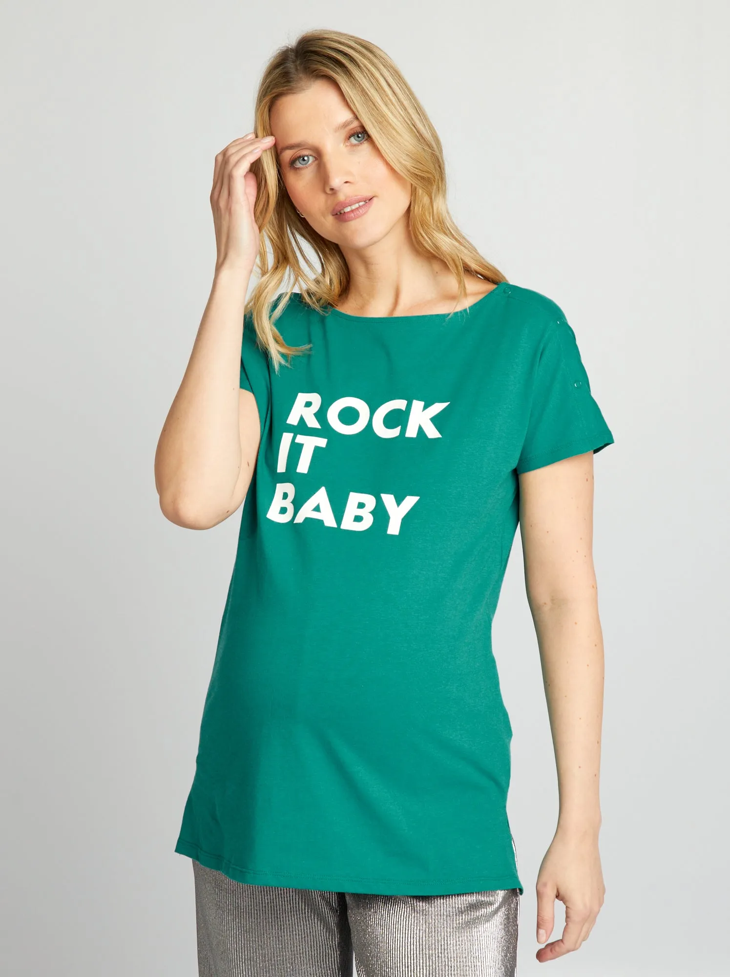 T-shirt premaman e da allattamento - BLU