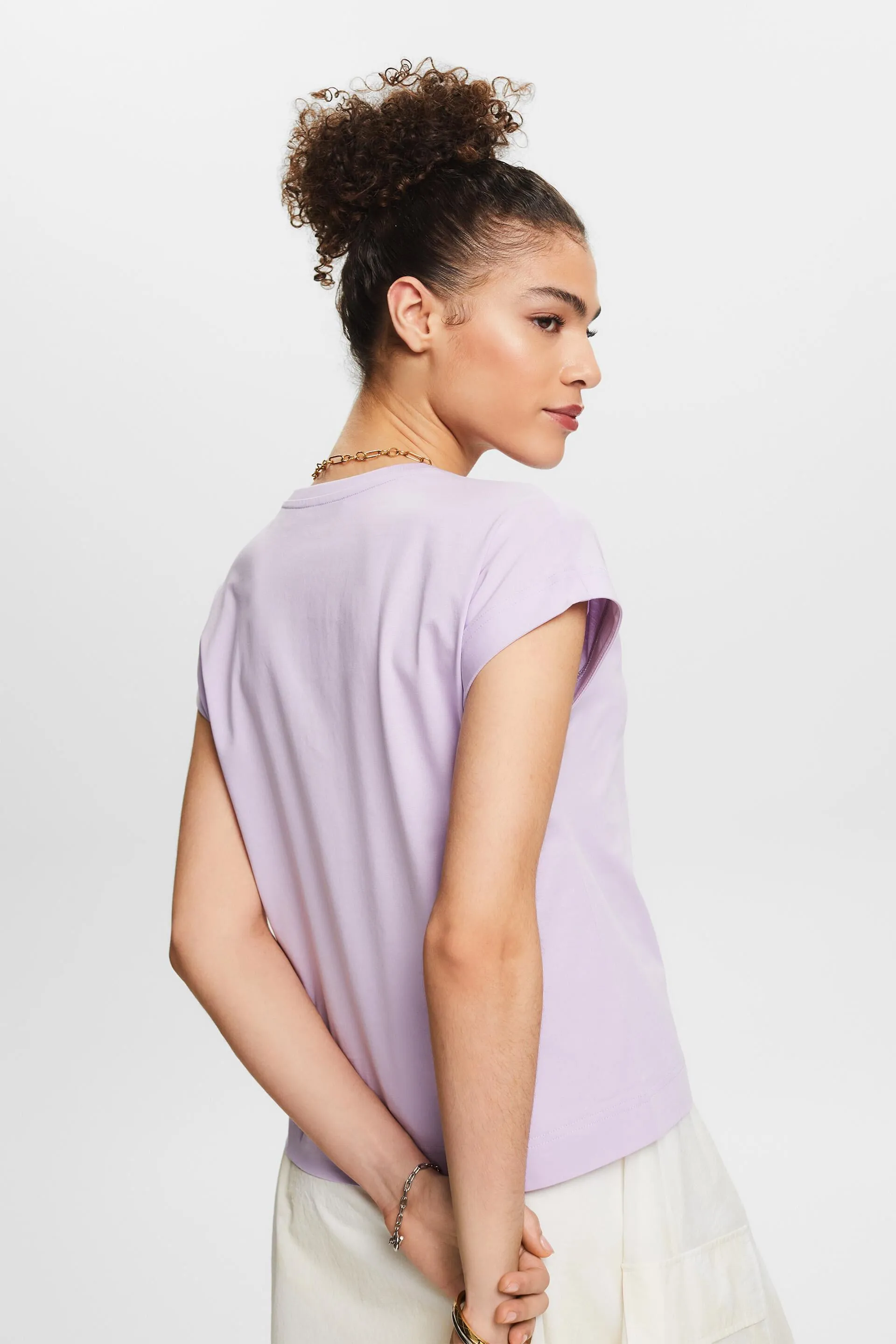 T-shirt scollo a V in cotone Pima mercerizzato