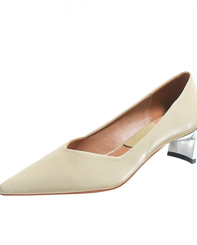 Tacchi alti da donna Tacchi a forma di personalità Moda stabile Tacchi alti Moda Punta a punta Bocca superficiale Tacchi bassi S