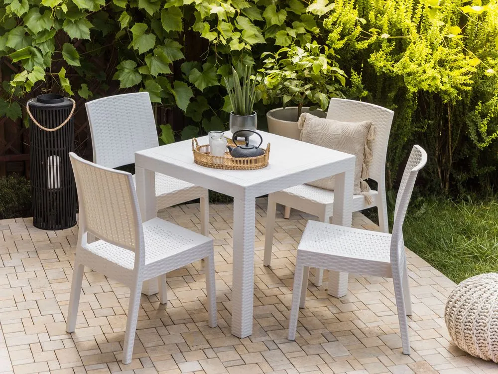Tavolo da giardino rattan bianco 80 x 80 cm FOSSANO