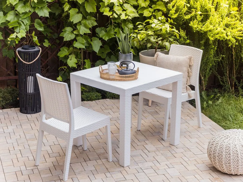 Tavolo da giardino rattan bianco 80 x 80 cm FOSSANO