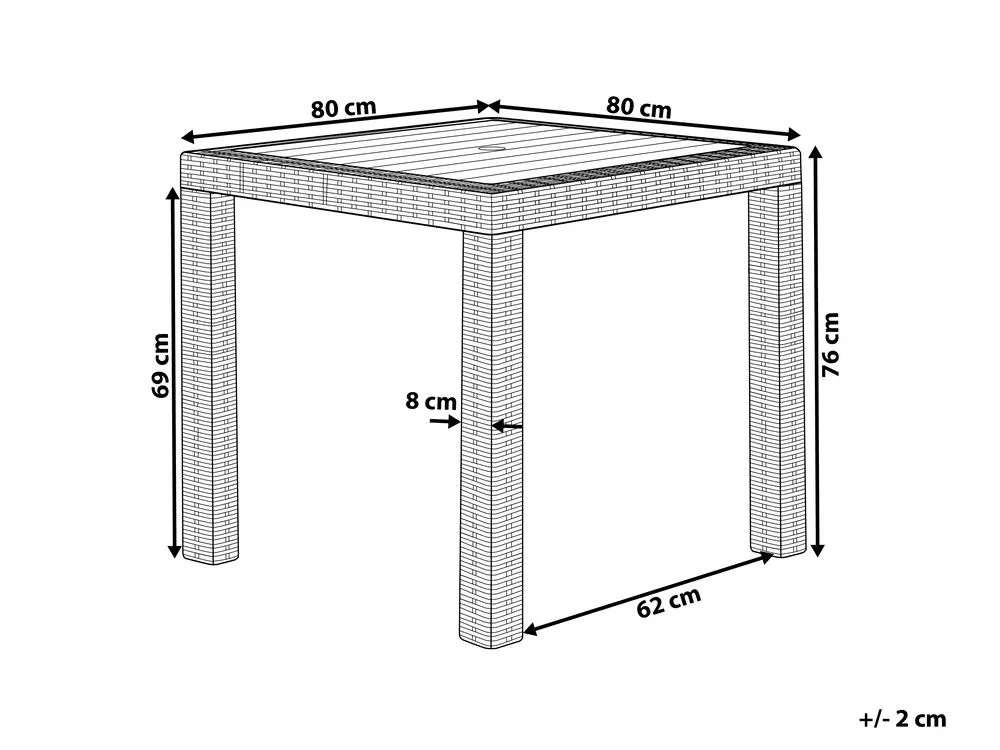 Tavolo da giardino rattan bianco 80 x 80 cm FOSSANO