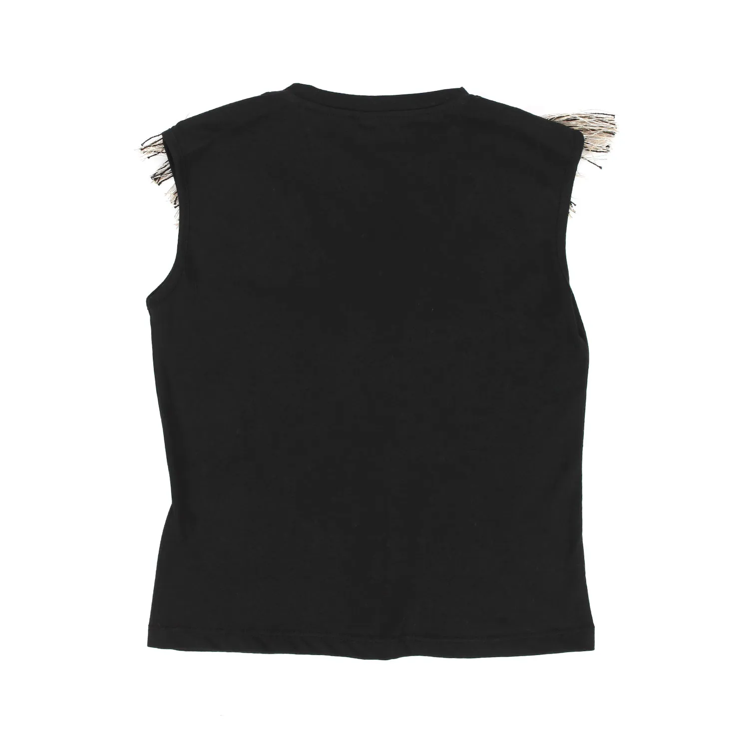 Top Canotta Nero Con Frange Bambina E Teen