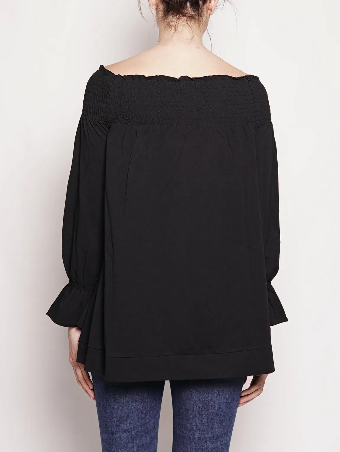Top con Ampia Scollatura Nero