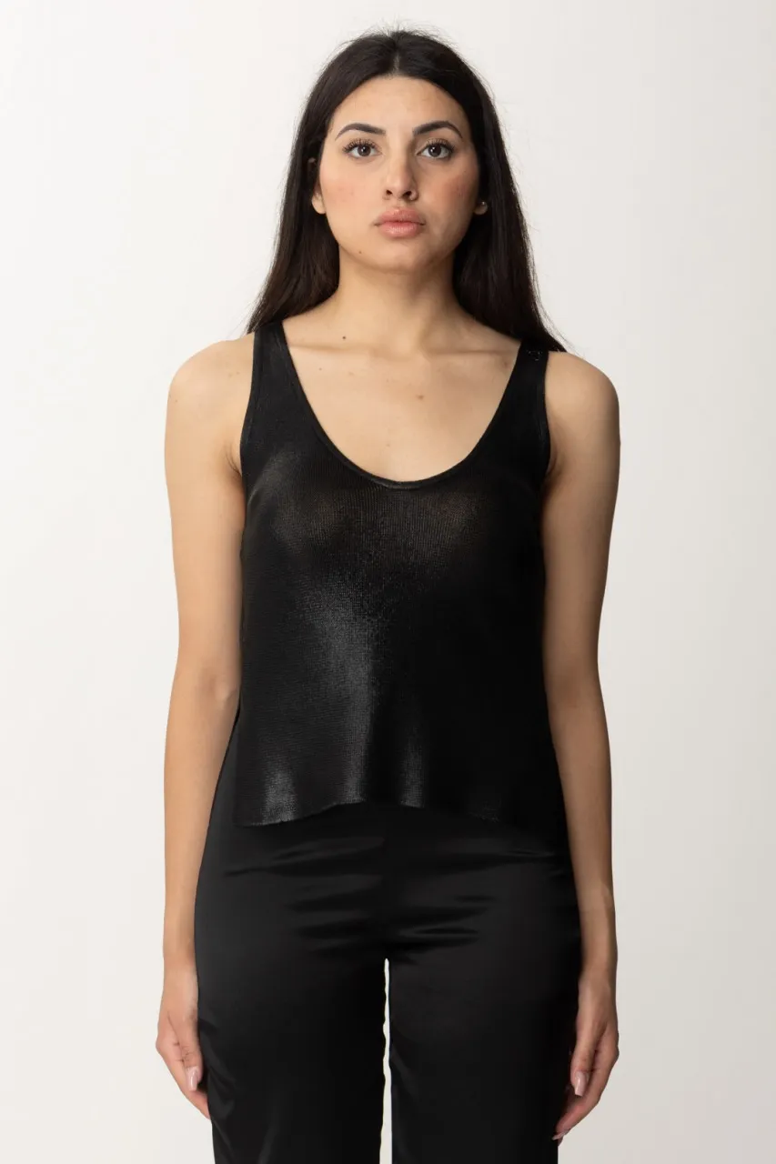 Top in viscosa lucida Nero