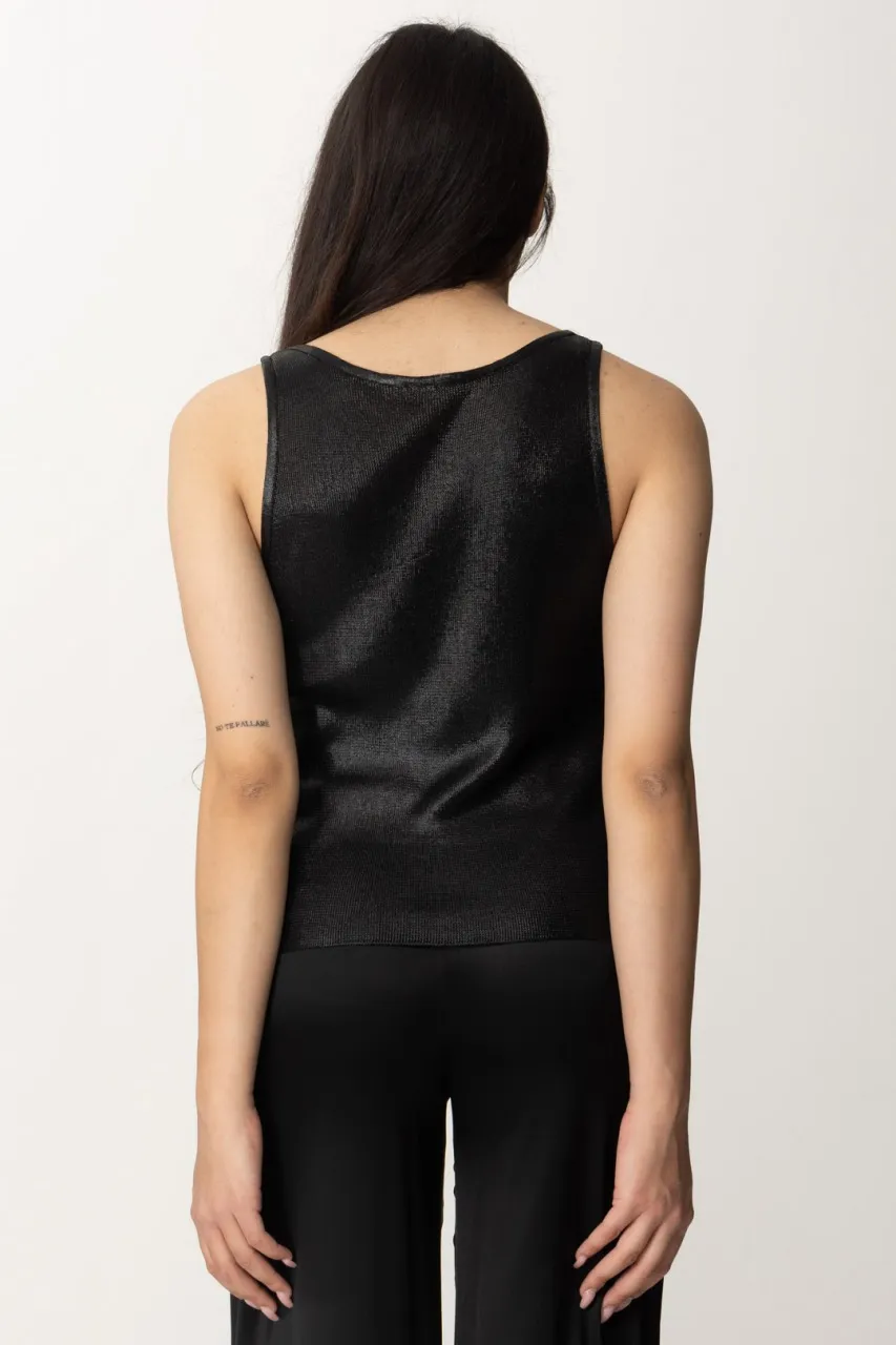 Top in viscosa lucida Nero