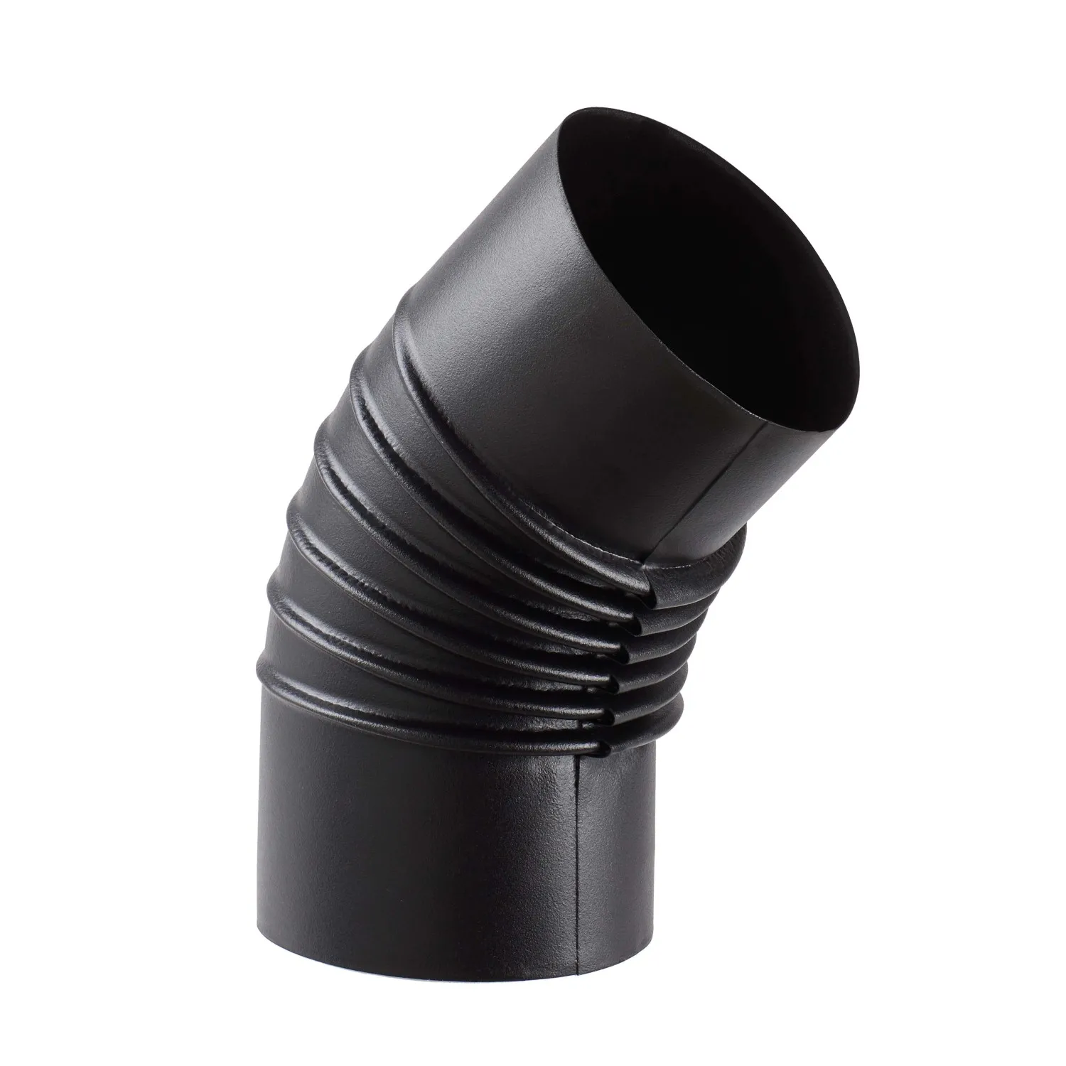 Tubo curva porcellanata pieghettata nero opaco 45° Ø 12 cm