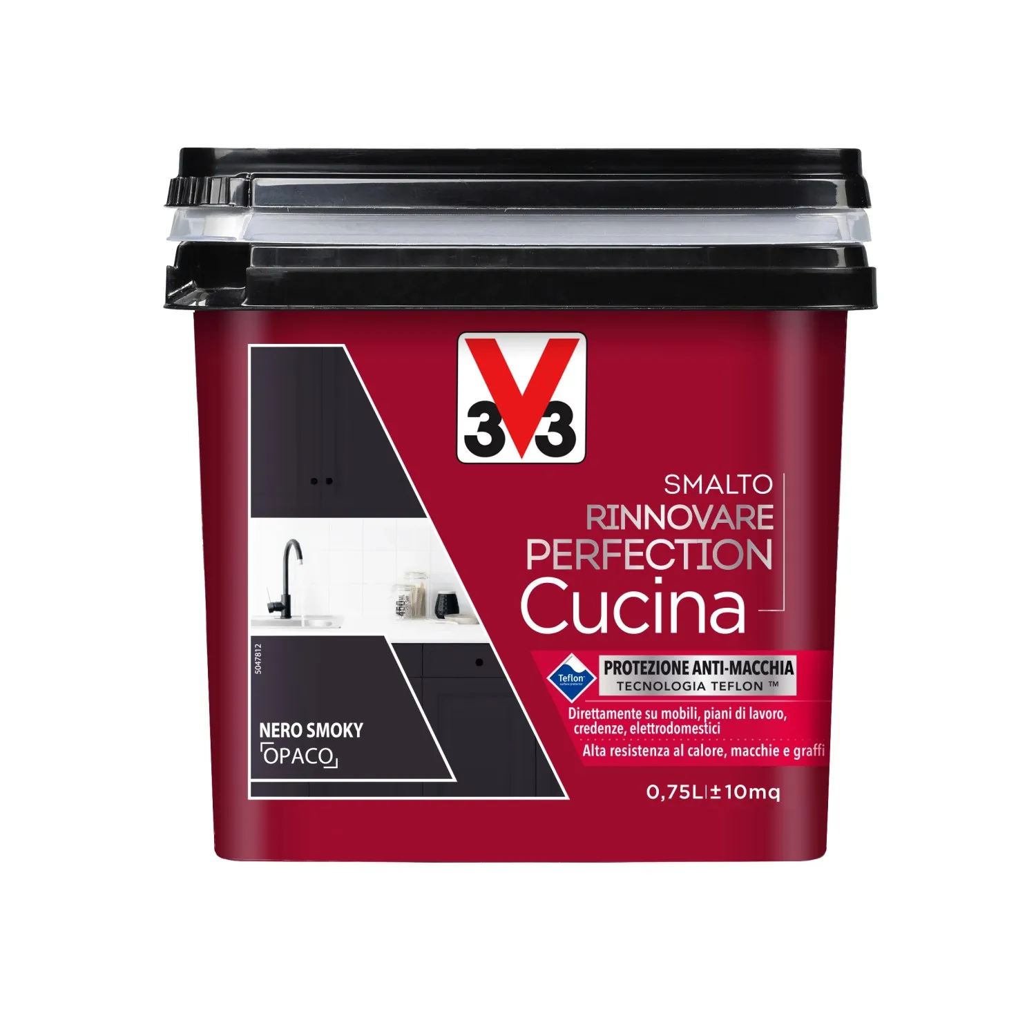 V33 Smalto Rinnovare Perfection Cucina Nero Smoky Opaco 0,75 lt