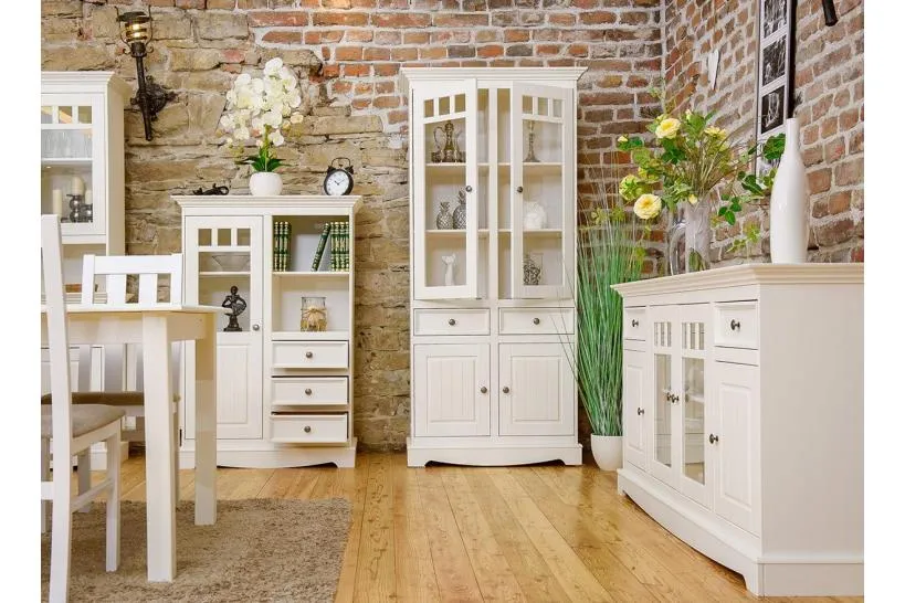 Vetrinetta shabby chic pino massello bianco
