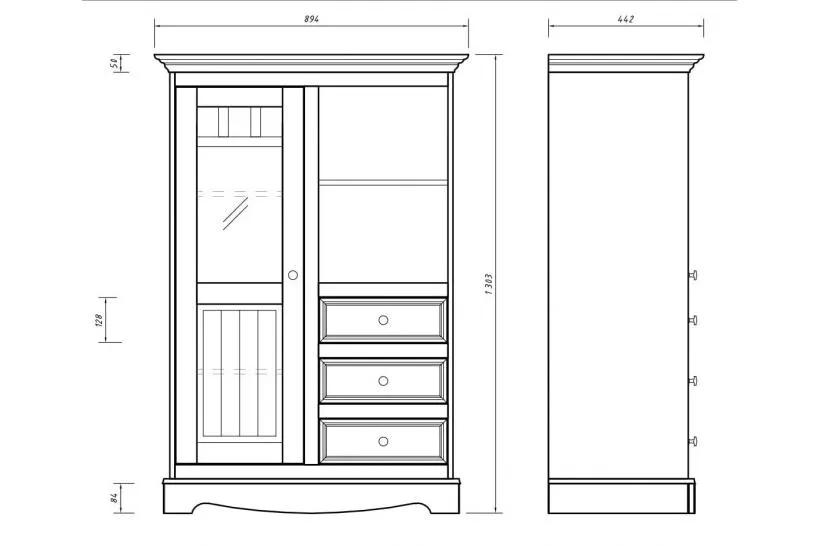 Vetrinetta shabby chic pino massello bianco